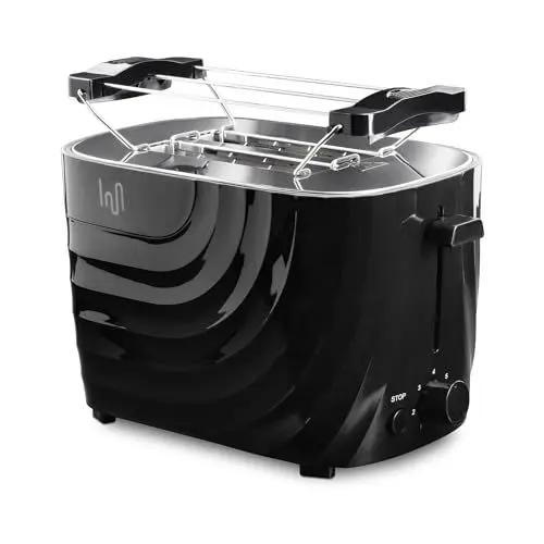 Produktbild: Impolio Toaster Classic 700W – Elegantes Design, 7 Bräunungsstufen, Mit Krümelfach und Brötchenaufsatz, Schwarz, 2 Scheiben