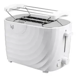 Produktbild: Impolio Toaster Classic 700W – Elegantes Design, 7 Bräunungsstufen, mit Krümelfach und Brötchenaufsatz, Toaster Weiß, Toaster 2 Scheiben, Toast (White)