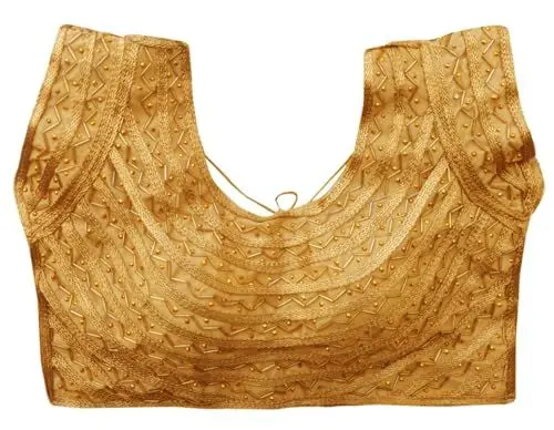 Produktbild: IMTRA FASHION Indische Fertige Sari-Bluse Ethnisches Crop-Top Schwere Perlen Party-Choli – Golden