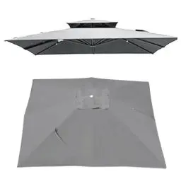 Produktbild: IMUNKT 300x300cm Quadratisch Sonnenschirm Ersatzbezug Ampelschirm-Abdeckung 8 Streben UV 50+ Sonnenschirm Ersatz Stoff Für Garten Pavillon Hof Pool Markt(Light Grey)