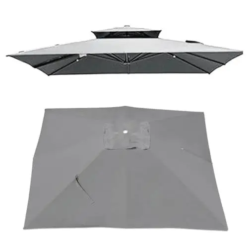 Produktbild: IMUNKT 300x300cm Quadratisch Sonnenschirm Ersatzbezug Ampelschirm-Abdeckung 8 Streben UV 50+ Sonnenschirm Ersatz Stoff Für Garten Pavillon Hof Pool Markt(Light Grey)