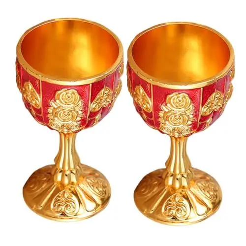 Produktbild: IMUSINICE 2st Europäisches Roséweinglas Aus Rotem Metall Rotweinkelch Altarkelch Wein-schnapsglas Rote Hochzeitstasse Gefäßbecher Cocktailgläser Gefäß Tasse Geprägt Legierung Weinregal Braut