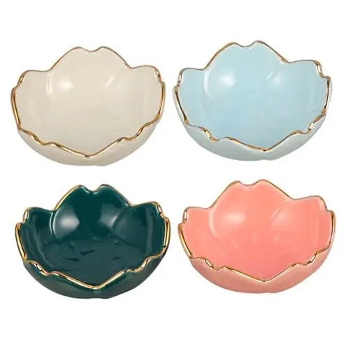 Produktbild: IMUSINICE 4 Stück Blumenteller winzige Schüssel Kaffeelöffel ruhen Kochlöffelhalter Ring Vorspeisen kleine Schälchen zum Dippen Schalen mit Sojasauce Knödel Gemüse dippen Dip-Becher Keramik