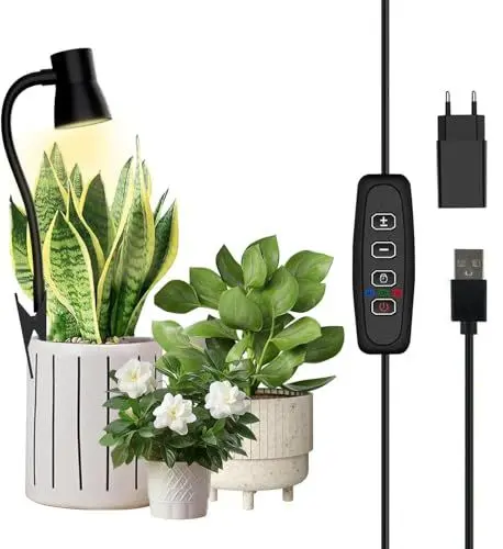 Produktbild: IMVSINCERE Pflanzenlampe Led Vollspektrum, LED Klemm Pflanzenlampe für Zimmerpflanzen,5000k 360° Schwanenhals, 3 optionale Spektren, Auto Timer 3/9/12Hrs,5W (eisenhaltig)