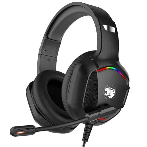 Produktbild: IMYB A36 Gaming Headset mit Mikrofon für Pc, Xbox One Series X/s, Ps4, Ps5, Switch, Stereo Surround Noise Cancelling Gaming kopfhörer mit Mic RGB Licht für Mac, Laptop, Nintendo, Gamer (Schwarz)