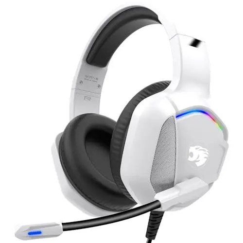 Produktbild: IMYB A36 Gaming Headset mit Mikrofon für Pc, Xbox One Series X/s, Ps4, Ps5, Switch, Stereo Surround Noise Cancelling Gaming kopfhörer mit Mic RGB Licht für Mac, Laptop, Nintendo, Gamer（weiß）