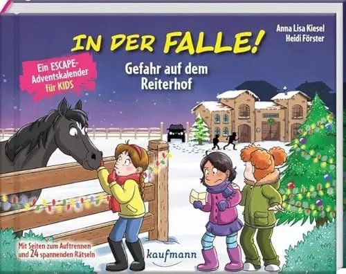 Produktbild: In der Falle! Gefahr auf dem Reiterhof - Ein Escape-Adventskalender für Kids: Mit Seiten zum Auftrennen und 24 spannenden Rätseln (Escape-Adventskalender für Kinder: Ein Abenteuer zu Weihnachten)