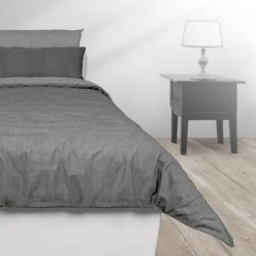 Produktbild: iNaAm Bettwäsche 135x200 Baumwolle Bettbezug mit Kissenbezug Hotelverschloß - Bettwäsche-Set 3-teilig mit Knöpfen für Sommer & Winter (135 x 200 + 1 x 80 x 40 + 1 x 80 x 80, Grau)