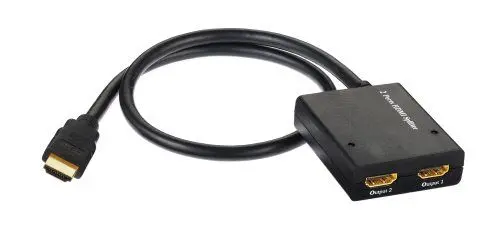 Produktbild: inakustik – 003247012 – Star HDMI Splitter | Verteilt eine HDMI-Quelle (z.B. Blu ray-Player oder Set Top-Box) auf Zwei Displays (z.B. LCD- und Projektor) | Gehäuse in Schwarz | HDMI 1.3 kompatibel