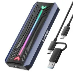 Produktbild: Inateck RGB M.2 NVMe SATA SSD Gehäuse 10 Gbps, USB 3.2 Gen 2 Gehäuse unterstützt UASP Trim für NVME/SATA SSDs 2230/2242/2260/2280(M Key/B+M Key), werkzeuglose Installation (bis zu 4TB), FE2024