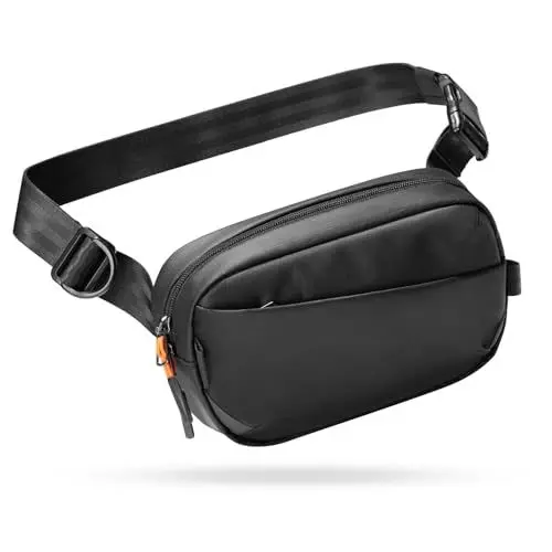 Produktbild: Inateck Sling Bag X-Mini, 1,5 Liter Bauchtasche Gürteltasche Damen Herren mit RFID Schutz Brusttasche für Reise, Sport, Wandern, Schwarz
