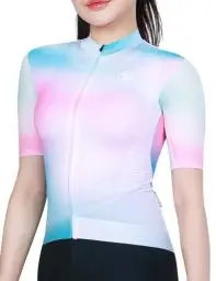 Produktbild: INBIKE Fahrradbekleidung Damen Radtrikot Kurzarm Sommer Fahrradtrikot Kurz Trikots Fahrrad Rennrad Shirt Radsport-Bekleidung Bunt Pink S
