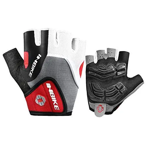 Produktbild: INBIKE Fahrradhandschuhe Halbfinger Herren Damen Sommer Radhandschuhe Kurz Gel Atmungsaktiv rutschfeste Mountainbike Handschuhe für Radsport MTB Rot,XL