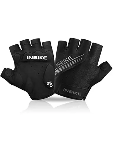 Produktbild: INBIKE Fahrradhandschuhe Herren Damen Halbfinger Sommer Radhandschuhe Fingerlos Kurz Leicht Atmungsaktiv Eva Anti-Rutsch Schwarz XL