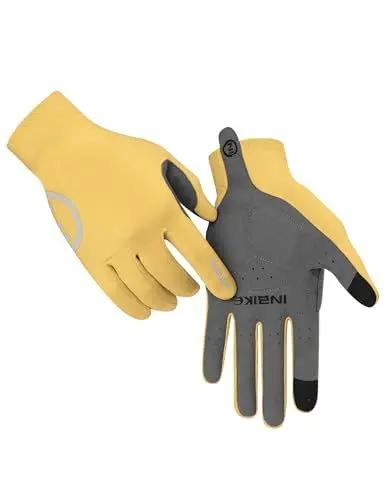 Produktbild: INBIKE Fahrradhandschuhe Herren Damen Lang Sommer Atmungsaktiv Radhandschuhe MTB Handschuhe Langfinger Reflektierende Anti-Rutsch für Radfahren Rennrad Sport Gelb M