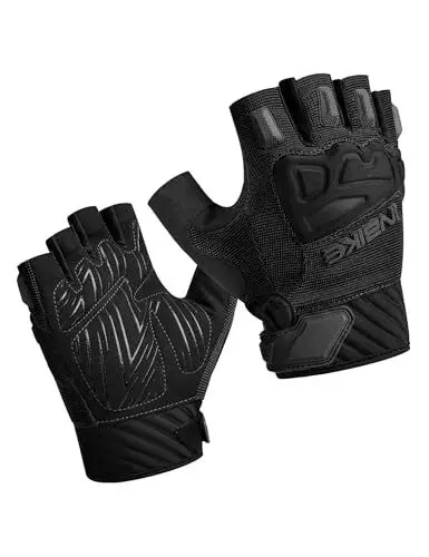 Produktbild: INBIKE Fahrradhandschuhe Herren Halbfinger MTB Handschuhe Mountainbike Sommer Kurz Rennrad Fahrrad Radhandschuhe Fingerlos Bekleidung Männer Damen Schwarz M