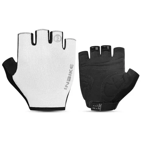 Produktbild: INBIKE Fahrradhandschuhe Herren Halbfinger Sommer MTB Handshcuhe Fahrrad Radsport Liecht Atmungsaktiv Reflektierend Cycling Gloves Schwarz Weiß L