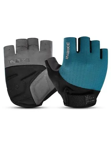 Produktbild: INBIKE Fahrradhandschuhe MTB Moutainbike Handschuhe Sommer Haslbfinger Fingerlos Herren Damen rutschfest Stoßfest Elastisch Reflektierend Atmungsaktiv Radsport Multifunkton IHC215 Blau M