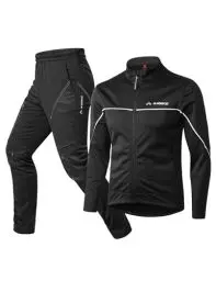 Produktbild: INBIKE Fahrradjacke+Hose Herren Softshelljacke Laucfhose lang Warm Winter Winddicht Wasserdicht Multifunktional Set Schwarz,M