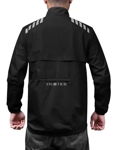 Produktbild: INBIKE Fahrradjacke Herren Sommer Winter Wasserdicht Atmungsaktiv Regenjacke Regenmantel Fahrrad Radsport Laufjacke Regen Leicht Frühling Herbst Schwarz L