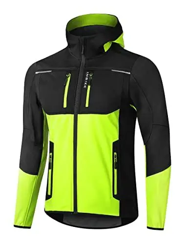 Produktbild: INBIKE Fahrradjacke Herren Wasserdicht Softshelljacke Übergangsjacke Winter Radjacke Laufjacke Funktionsjacke Winterjacke Regenjacke Fahrrad Wanderjacke Atmungsaktiv Warm Outdoorjacke Grün L