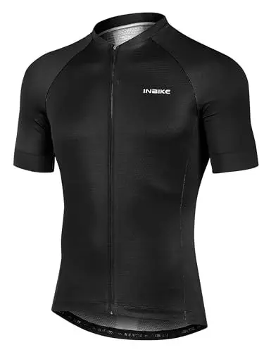 Produktbild: INBIKE Fahrradtrikot Herren Kurzarm Atmungsaktiv Sommer Radtrikot Trikot für Fahrrad Rennrad T Shirt Fahrradbekleidung Laufen Schwarz M