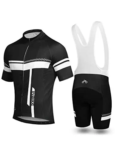 Produktbild: INBIKE Fahrradtrikot Herren Kurzarm Damen Fahrradbekleidung Männer Set Kurz Fahrrad Trikot und Brace Radlerhose mit Sitzpolster(Weiß, XXL)