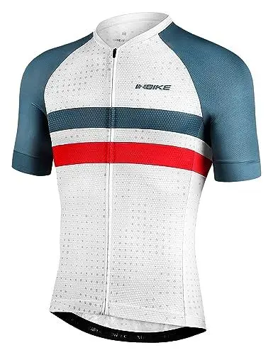 Produktbild: INBIKE Fahrradtrikot Herren Kurzarm Radtrikot MTB Trikot Fahrradbekleidung Fahrradshirt Mountainbike Radlershirt Schnell Trocknen Stoff für Radsport Outdoor Weiß 2XL