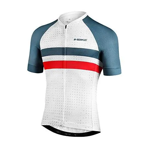 Produktbild: INBIKE Fahrradtrikot Herren Kurzarm Radtrikot MTB Trikot Fahrradbekleidung Fahrradshirt Mountainbike Radlershirt Schnell Trocknen Stoff für Radsport Outdoor Weiß L