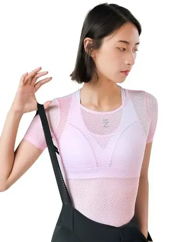 Produktbild: INBIKE Fahrradtrikot Radtrikot Rennrad Trikot Funktionsunterhemd Sportshirts Damen Kurzarm Fahrradbekleidung Sommer Atmungsaktiv Feuchtigkeitstransport Schnell Trocknend Rosa M/L