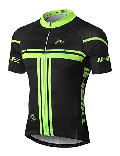 Produktbild: INBIKE Kurzarm Radtrikot Herren Damen Fahrradtrikot Shirts Jersey Elastische Atmungsaktive Schnell Trocknen Stoff Funktionsshirt für Radsport Outdoor Sport (Schwarz&Grün M)