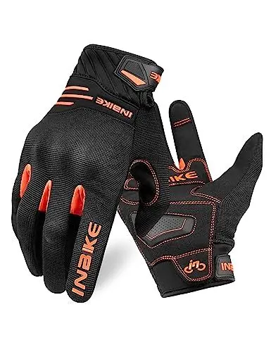 Produktbild: INBIKE Motorradhandschuhe Herren Winter Sommer Schutz Handschuhe Motorrad Fahrrad Motocross Männer Vollfinger Radhandschuhe Orange L