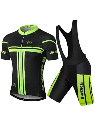 Produktbild: INBIKE Radtrikot Set Herren Kurzarm Fahrradtrikot Fahrradbekleidung Set MTB Sommer Trägerhose mit Sitzpolster für Radfahren Rennrad M