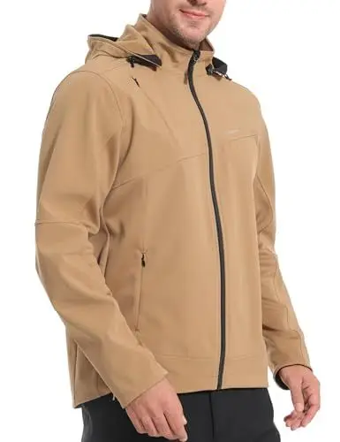 Produktbild: INBIKE Softshelljacke für Herren Wasserdicht Softshell Jacke Warm Herbst Winter Frühling Outdoor Regenjacke Wanderjacke Fahrradjacke Übergangsjacke MTB Fahrrad Khaki L