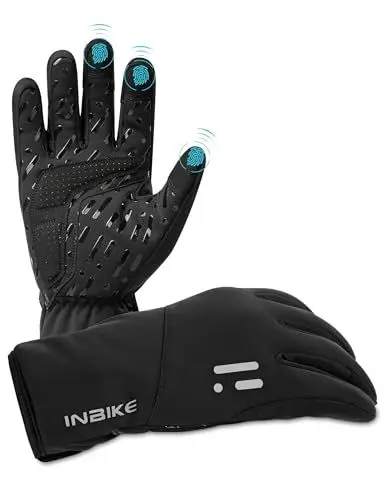 Produktbild: INBIKE Winterhandschuhe Fahrradhandschuhe Herren Damen Winter Thermo Winddicht Touchscreen Handschuhe Fahrrad rutschfeste für Radsport Skifahren Winter Wandern Schwarz L