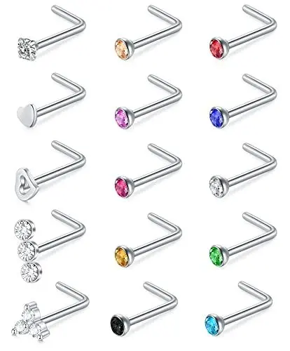 Produktbild: Incaton 22G Nasenpiercing 0.6mm Nasenstecker Nasenring Chirurgenstahl Spirale L Nasen Stud Stecker Piercing Schmuck