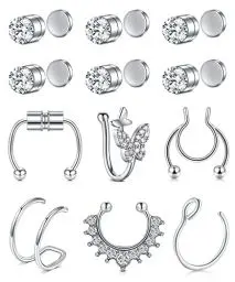 Produktbild: Incaton Fake Septum Piercing Nasenring Edelstahl Fake Nasenpiercing Non Piercing Septum Tragus Clip Fake Piercing Nase Ring Hoop