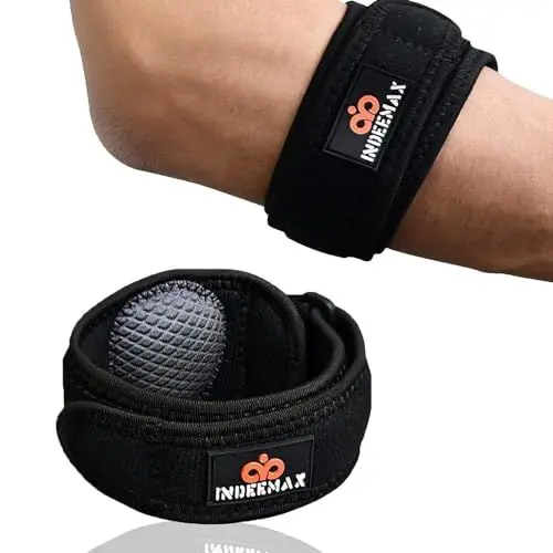 Produktbild: INDEEMAX 1 Pack Ellenbogenbandage Männer Damen, Kompression Bandage mit EVA-Futter, Einstellbare Ellenbogen Bandage für Sports,Sehnenentzündung,Arthritis, Lindert die Schmerzen bei Tennisarm Golferarm