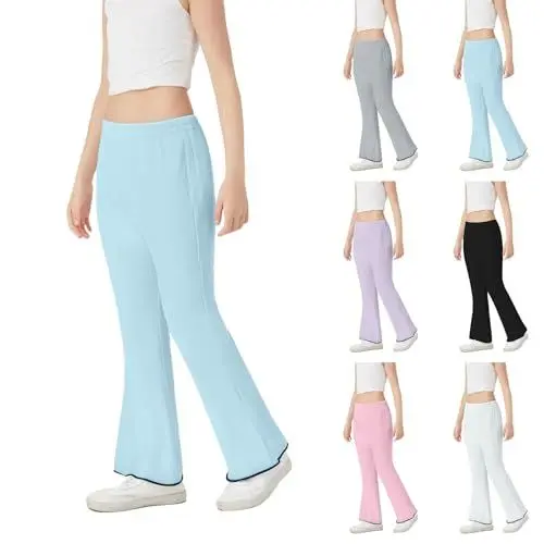 Produktbild: 𝗞inder Hose Palazzo Freizeithose Ausgestellte Weitem Bein Hose Elastische Hohe Taille Sommerhose Anti-Moskito Outdoorhose Baggy Leichte Sporthose (Blue, 7-8 Years)