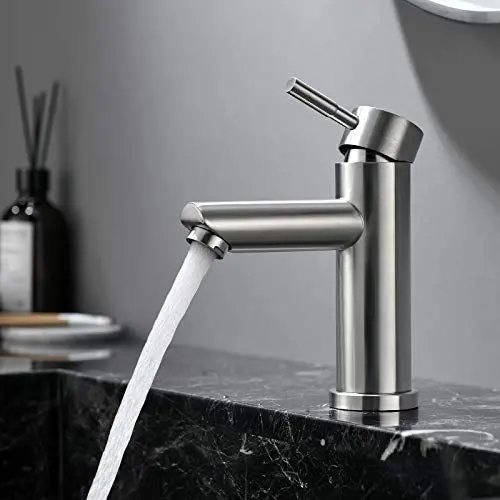 Produktbild: INDICALS Waschtischarmatur, Wasserhahn Bad, Geräuscharmer Keramikbeckenhahn, Edelstahl 304, Waschbecken Armaturen, Einstellbarer Wasserhahn für heißes und kaltes Becken