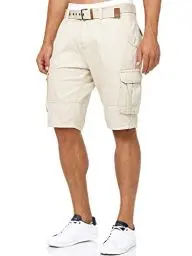 Produktbild: Indicode Herren Monroe Cargo Cargo-Shorts inkl. Gürtel | Bermuda Männer Sommerhose aus Baumwolle Fog L