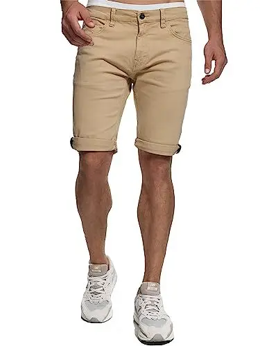 Produktbild: Indicode Herren Villeurbanne Jeans Shorts mit 5 Taschen | Herrenshorts Used Look für Männer Mojave, L