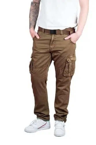 Produktbild: Indicode Rocky Herren Cargohose mit Gürtel Cargo Hose Freizeithose Wanderhose Trekkinghose Outdoorhose (M, Otter)