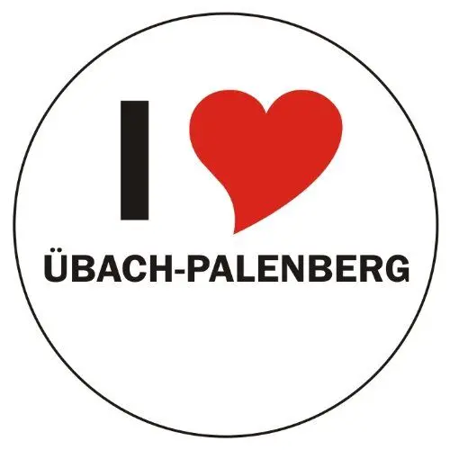 Produktbild: INDIGOS UG Aufkleber - Sticker - Autoaufkleber - I Love Übach-Palenberg - 8 cm Durchmesser rund - JDM - Die Cut - OEM - Auto - Heckscheibe - aussenklebend, rund, Auto LKW Truck Stadt