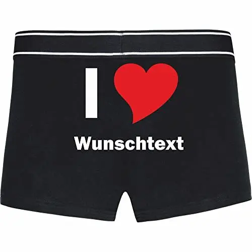 Produktbild: INDIGOS UG Boxershorts - Mann - schwarz - L - hinten - I Liebe Love mit Ihrem Namen oder Wunschtext Bedruckt - individuell personalisiert - Unterwäsche - Unterhose - Freizeit - lustig