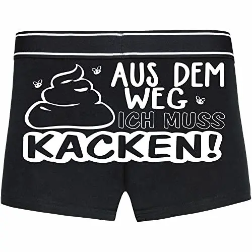 Produktbild: INDIGOS UG Boxershorts Herren schwarz - M - hinten - Aus dem Weg ich muss Kacken - Fun Unterhose für Männer - Unterwäsche - Party, Fußball, Geschenk, Freizeit