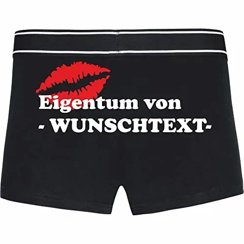 Produktbild: INDIGOS UG Boxershorts - Mann - schwarz - XL - hinten - Eigentum von mit Ihrem Namen oder Wunschtext Bedruckt - individuell personalisiert - Unterwäsche - Unterhose - Freizeit - lustig
