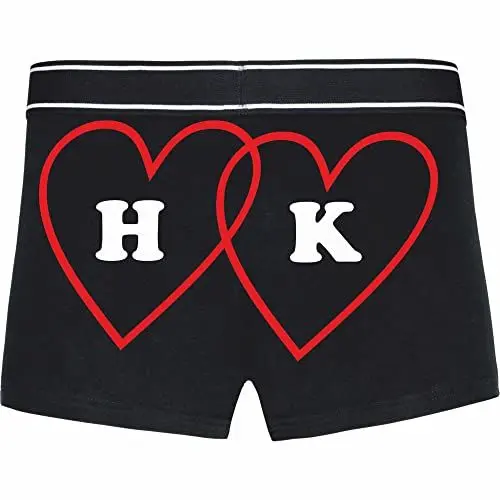 Produktbild: INDIGOS UG Boxershorts - Mann - schwarz - XL - hinten - Herz Pants mit Wunschbuchstaben - Wunschtext Bedruckt - individuell personalisiert - Unterwäsche - Unterhose - Freizeit - lustig