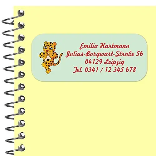 Produktbild: INDIGOS UG Adressaufkleber personalisiert - 56x23 mm - 045 - Tiger - 99 Sticker selbstklebend - Namensaufkleber Kinder Schule - Etiketten, Briefe, Gegenstände, Ordner, Umschläge