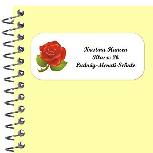 Produktbild: INDIGOS UG Adressaufkleber personalisiert - 56x23 mm - 064 - Rose - 99 Sticker selbstklebend - Namensaufkleber Kinder Schule - Etiketten, Briefe, Gegenstände, Ordner, Umschläge